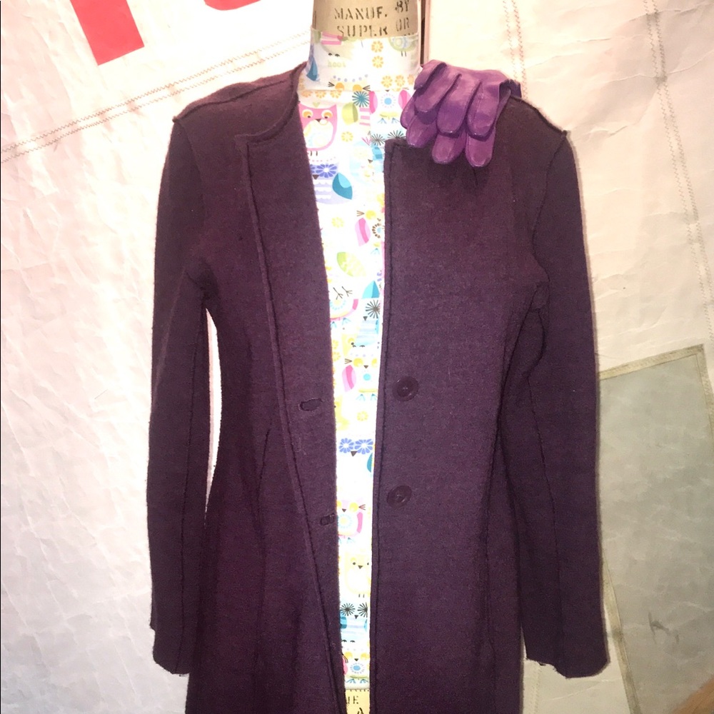 Eileen Fisher Aubergine Boiled Wool Tunic - Size M
